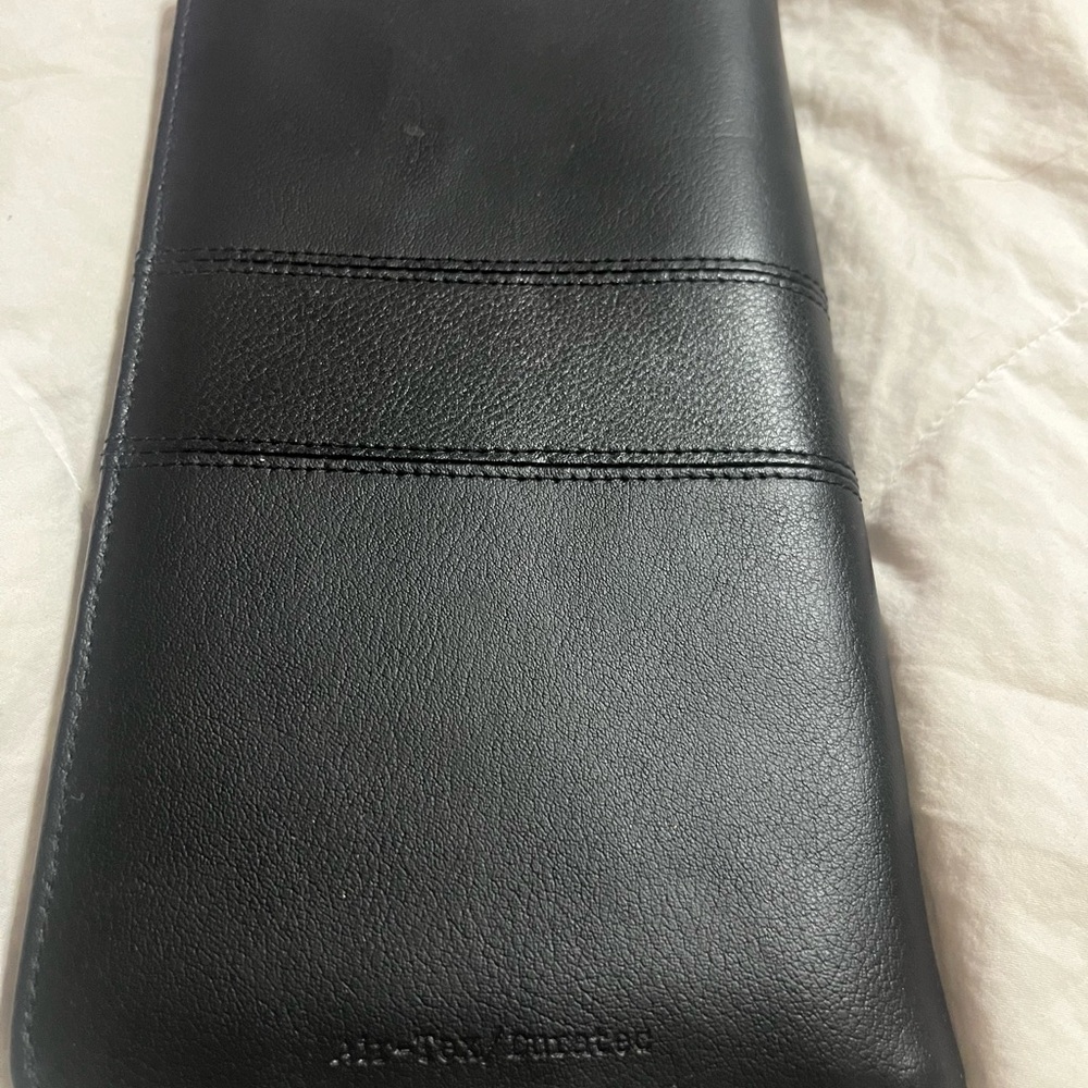 Black Leather Zip Up Checkbook Wallet